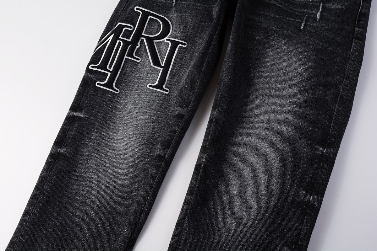 Black Scattered Logo Jean