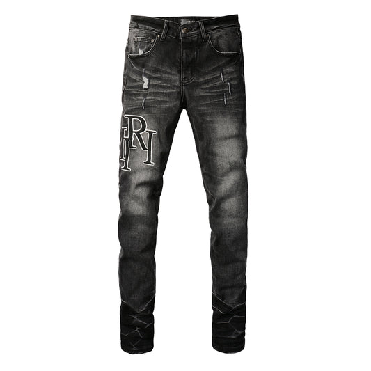 Black Scattered Logo Jean